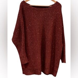 Lane Bryant Off-the-Shoulder or wide neck burgundy speckled  Sweater Size 22/24
